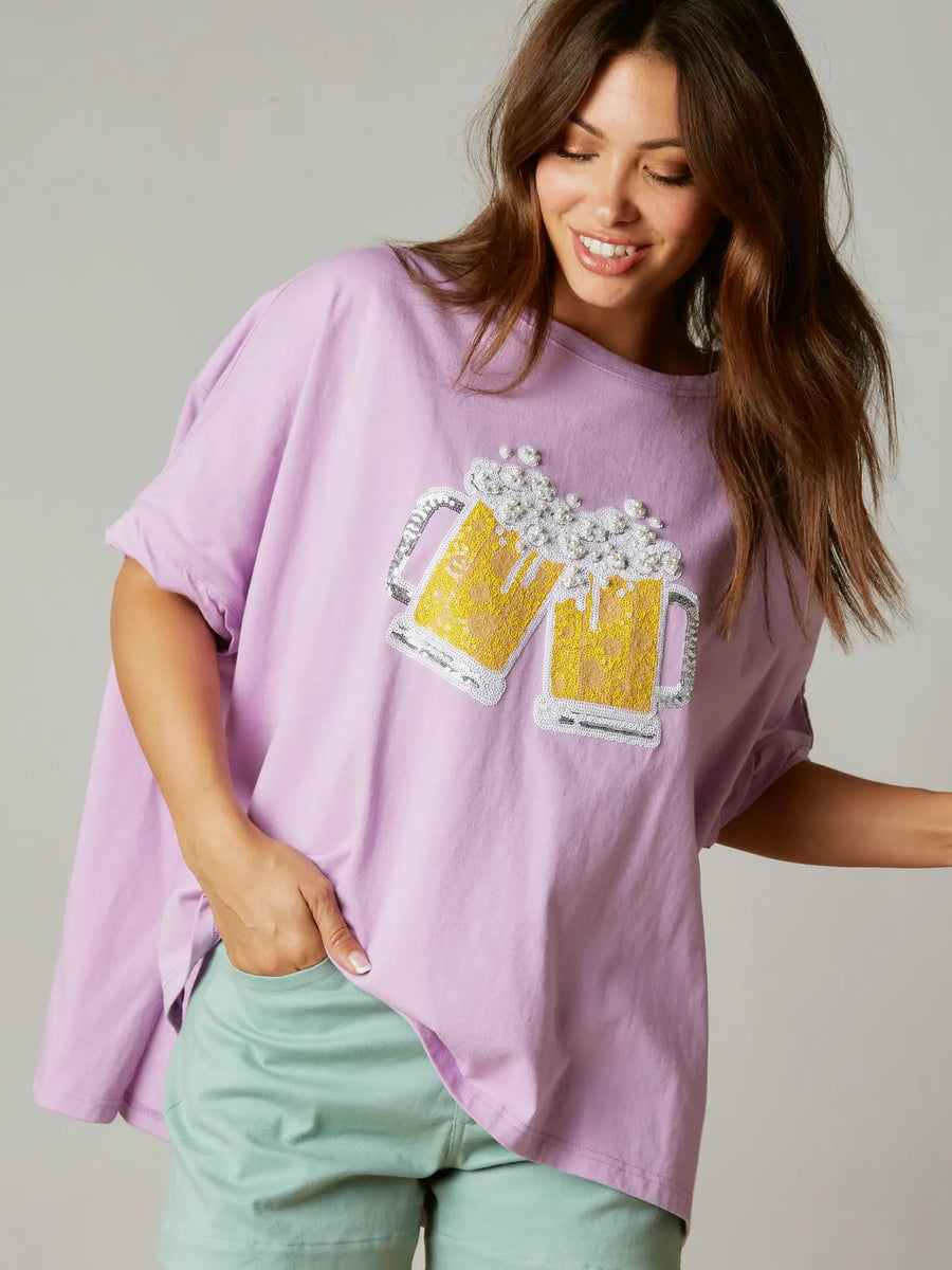 Sequin Cheers Shirt Lavender Arise to the Occasion