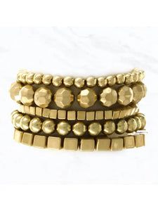 Beaded Bracelet Stack - Gold