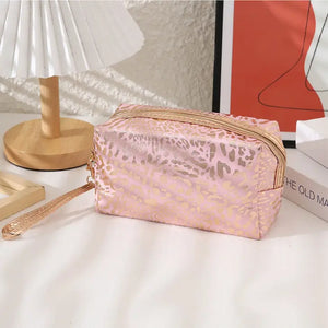 Metallic Leopard Zip Pouch - Pink