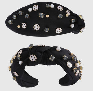 Soccer Rhinestone Headband - Black
