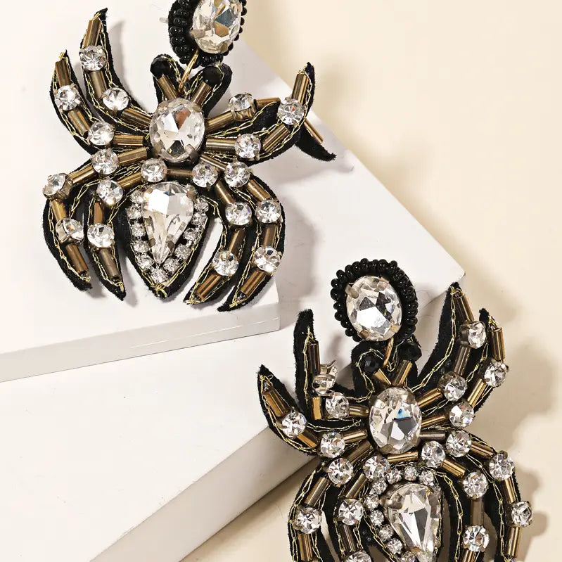 Rhinestone Spider Earrings