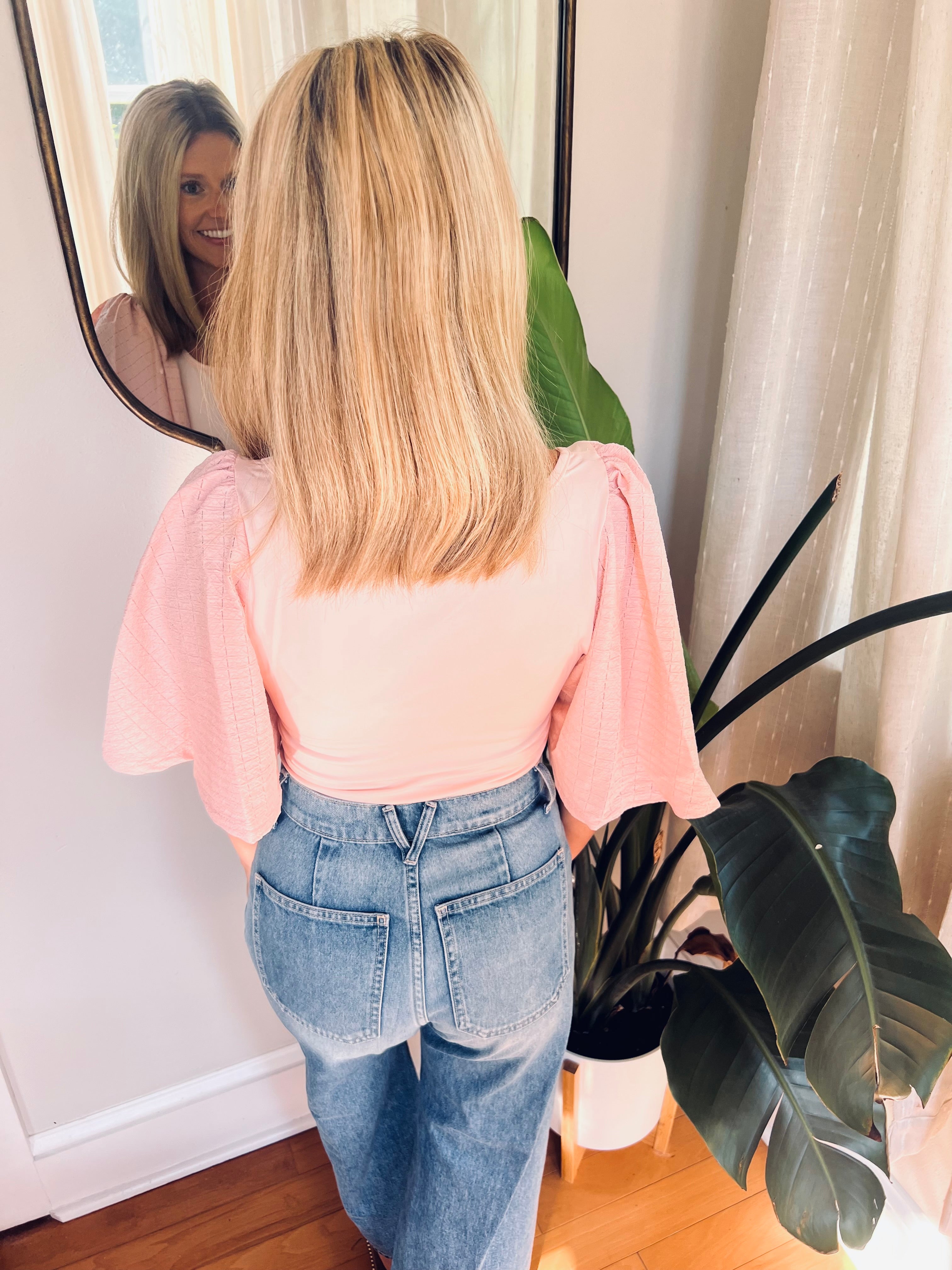 Mixed Media Top - Blush