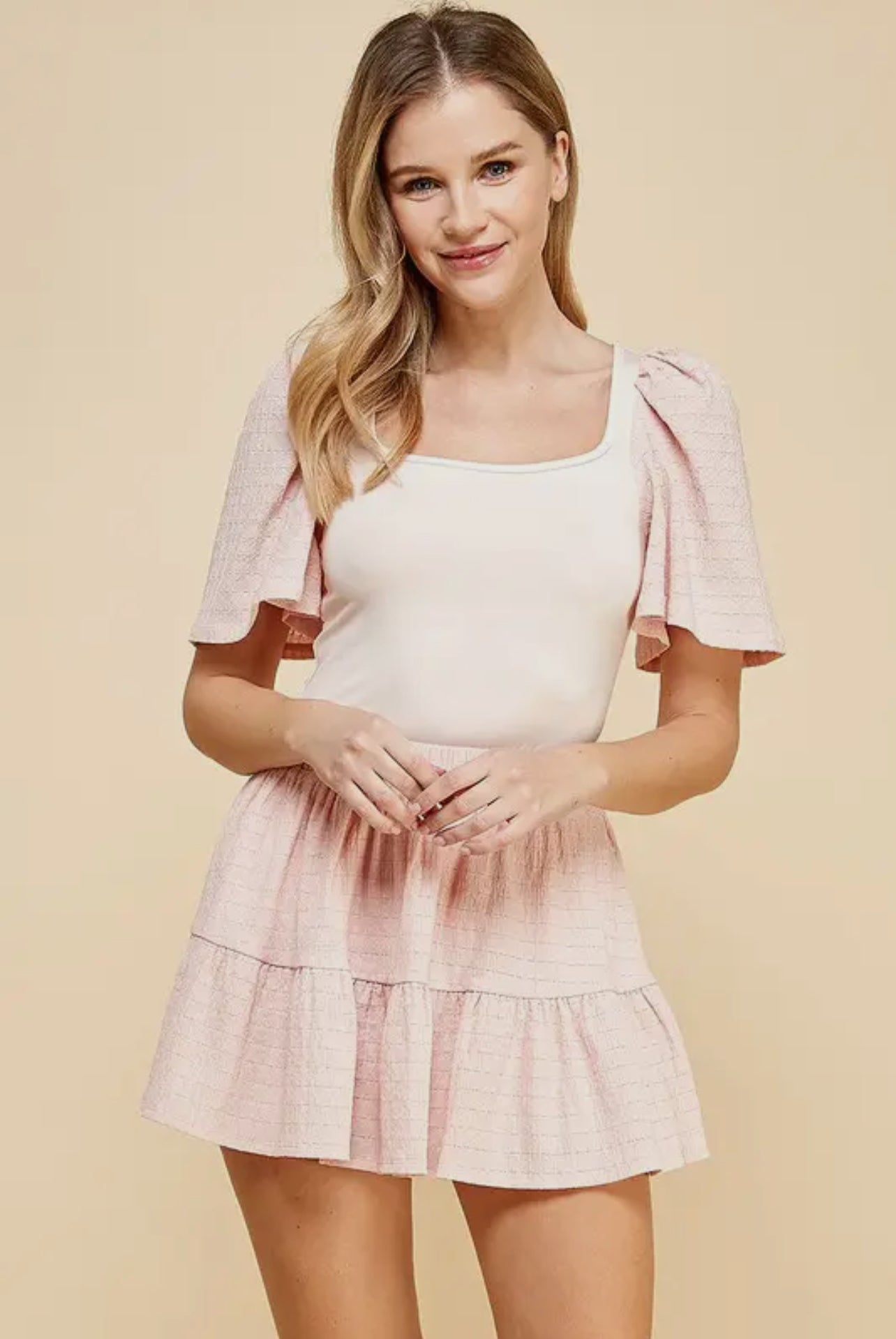 Mixed Media Top - Blush