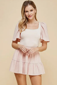 Mixed Media Top - Blush