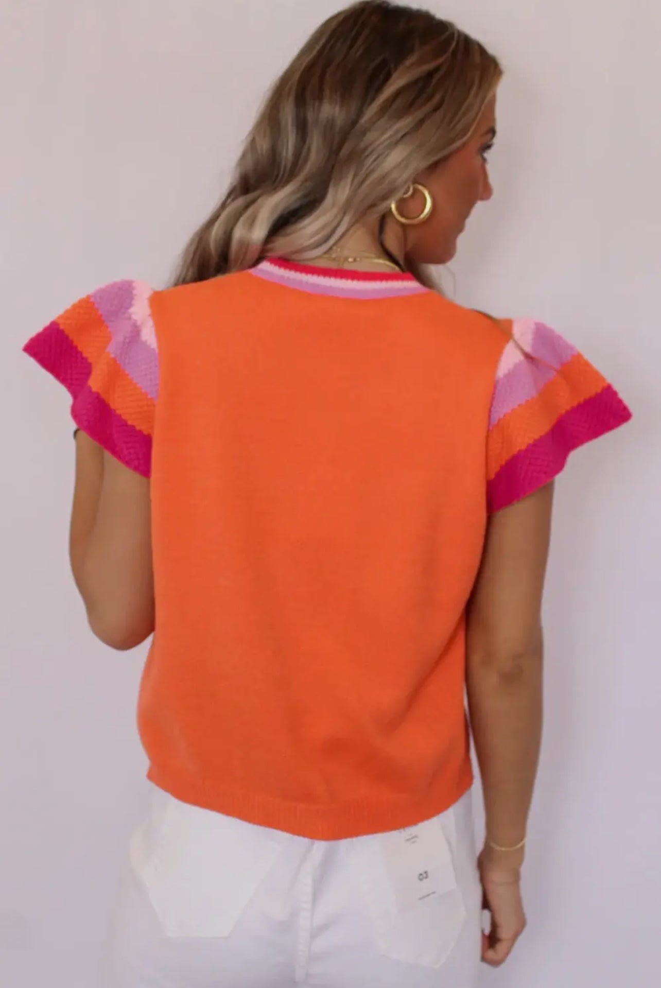 Flutter Sleeve Knit Sweater Tee