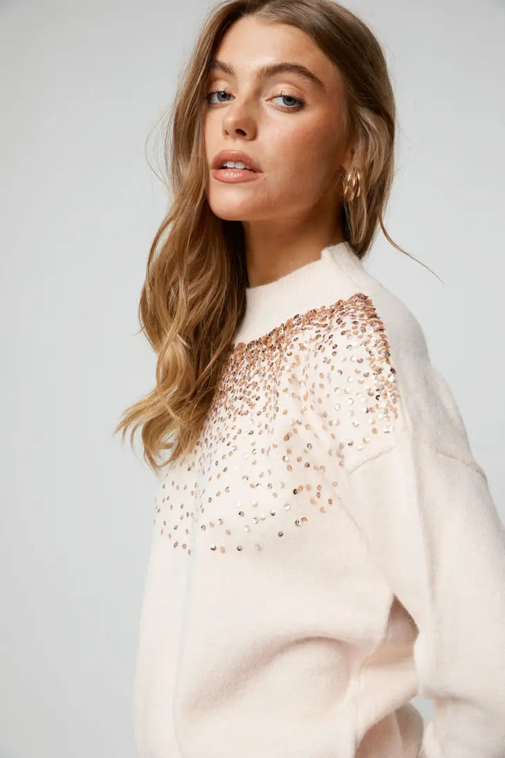 Sparkle Shower Sweater - Light pink & Rose Gold