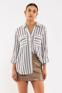 Double Pocket Button Down - Black