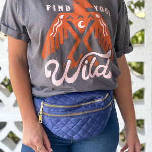 Quilted Belt Bag - Navy