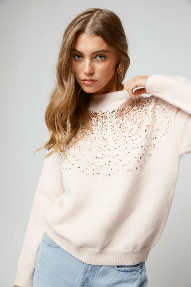Sparkle Shower Sweater - Light pink & Rose Gold