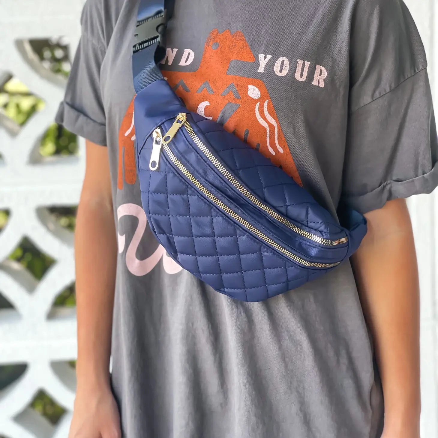 Quilted Belt Bag - Navy