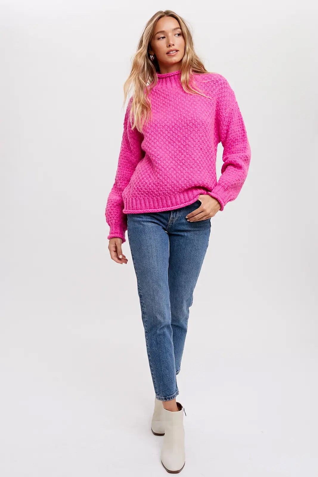 Chunky Waffle Knit Sweater - Pink – Arise to the Occasion