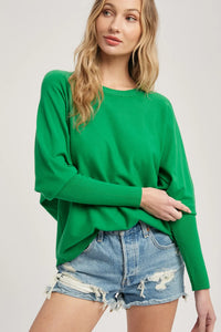 Batwing Sleeve Pullover - Kelly Green
