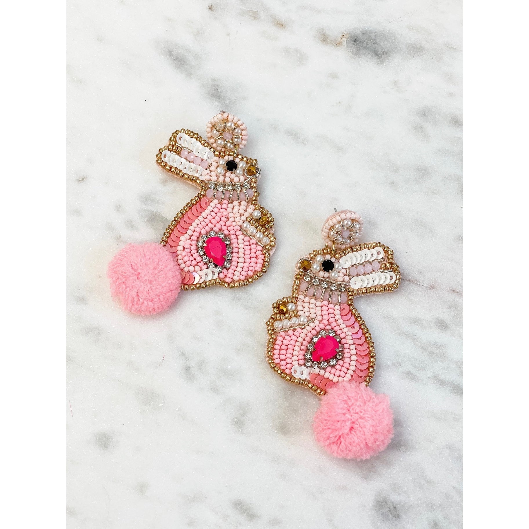 Easter Bunny Earrings - Pink/Gold