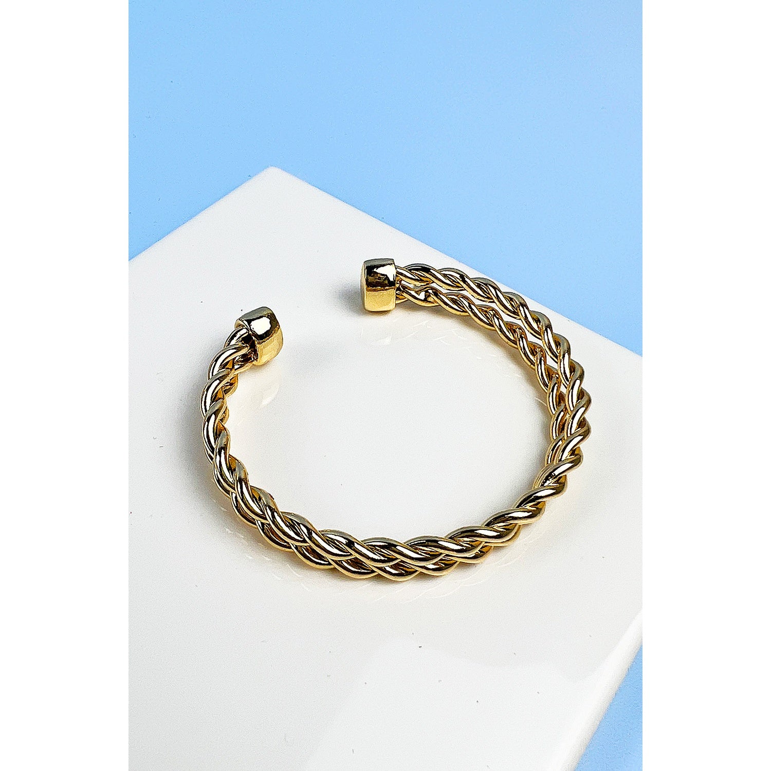 Double Twist Gold Cuff Bracelet